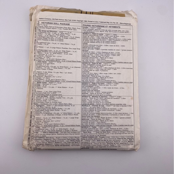 🪡 McCall’s Crafts Victorian Doll with Assortment of Clothes Sewing Pattern 4344 - Picture 4 of 6